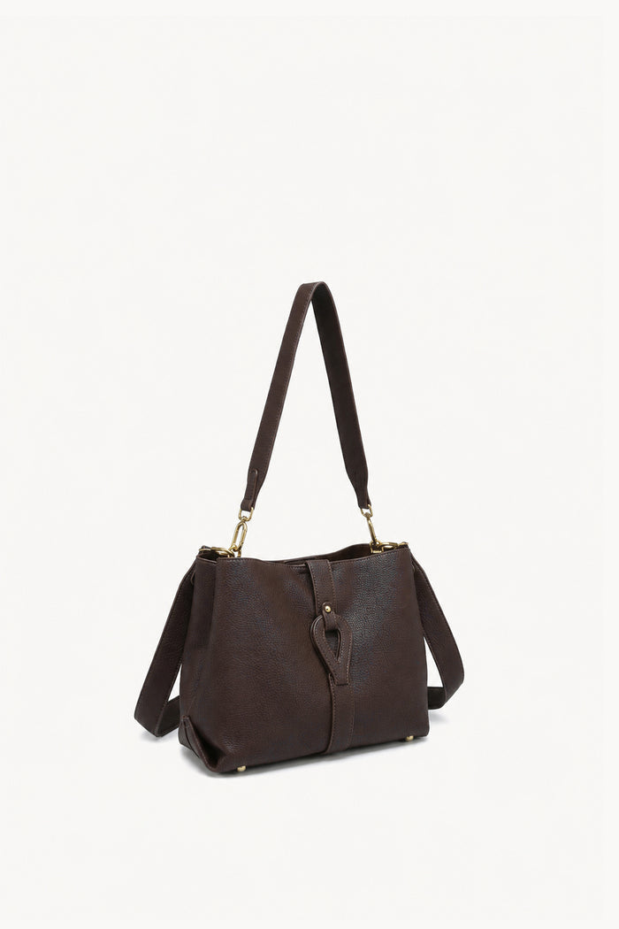 Buckle tab shoulder tote bag wholesale