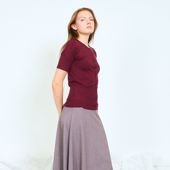 Button-front short sleeve knit top wholesale