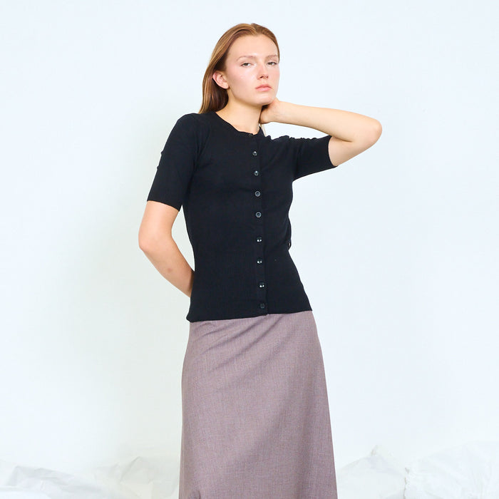 Button-front short sleeve knit top wholesale