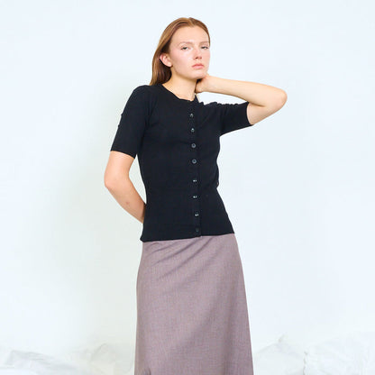 Button-front short sleeve knit top wholesale