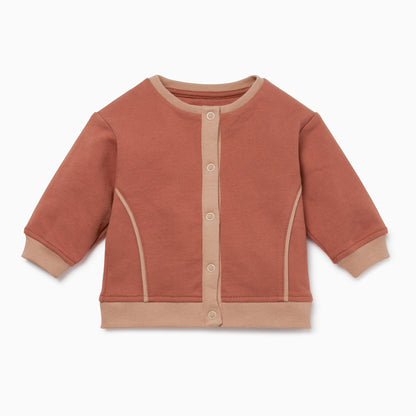 Caramel & Terracotta Dress, Ruffle T-Shirt & Cardigan Day Outfit