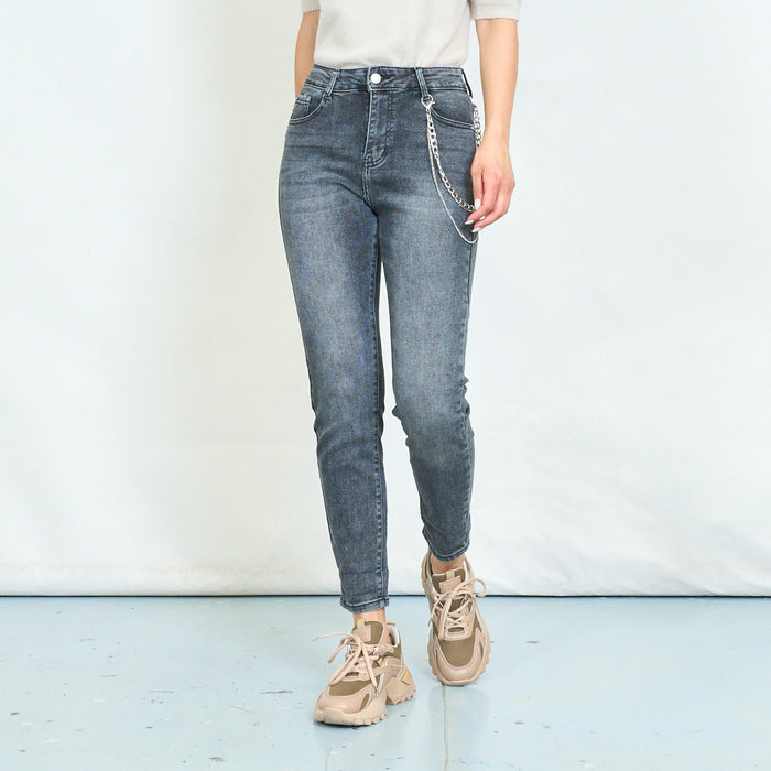 Chain detail tapered jeans wholesale