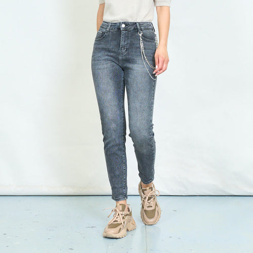 Chain detail tapered jeans wholesale