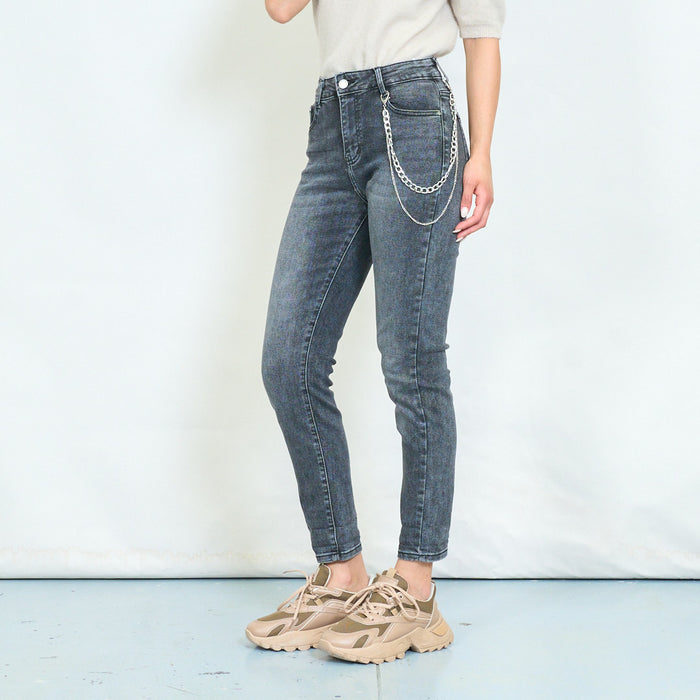 Chain detail tapered jeans wholesale