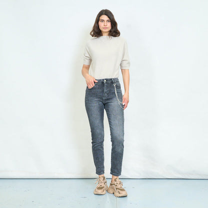 Chain detail tapered jeans wholesale