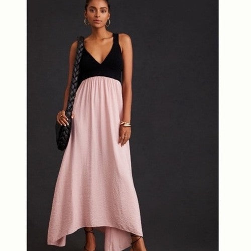 Anthropologie Twofer Knit/Silky Mixed Media Maxi Dress, Boho Balletcore