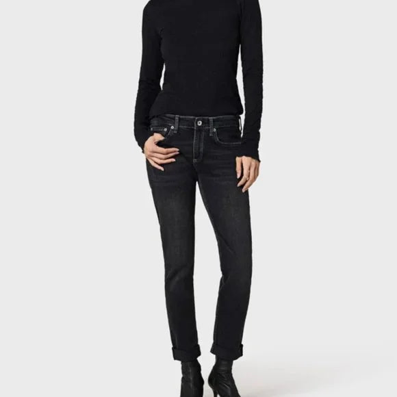 Rag & Bone DreLow-Rise Slim Boyfriend Jeans in Black