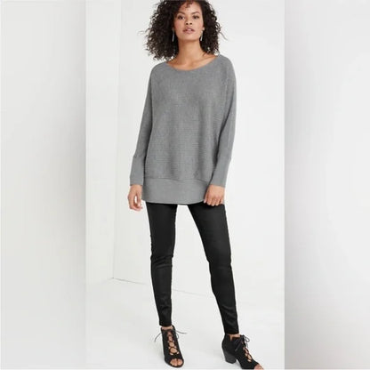 Eileen Fisher Black Coated Organic Cotton Stretchy Pull On Leggings Pants