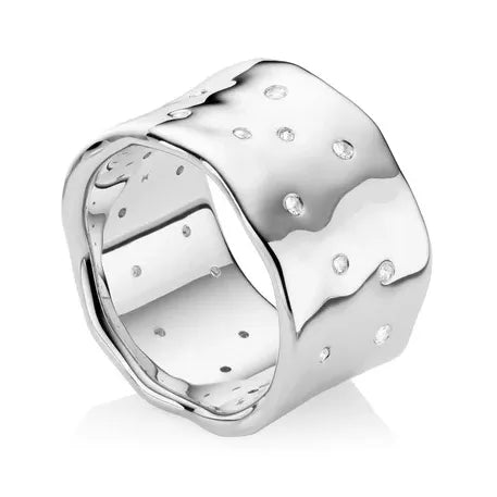 Monica Vinader Siren Scatter Ring in Sterling Silver & White Topaz