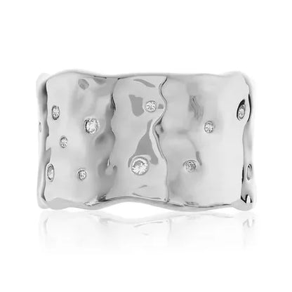 Monica Vinader Siren Scatter Ring in Sterling Silver & White Topaz