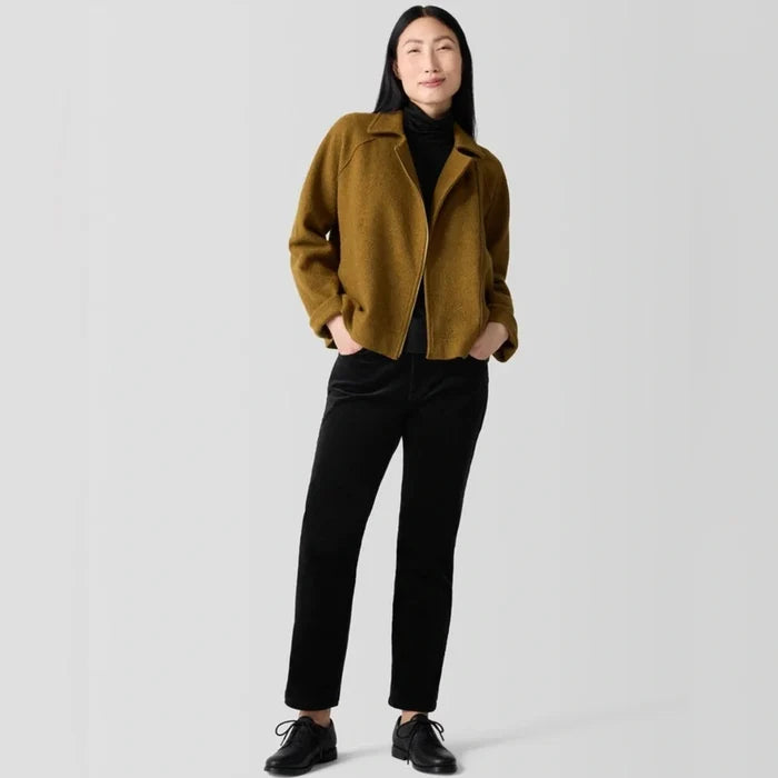 Eileen Fisher Lightweight Boiled Wool Motorcycle Jacket