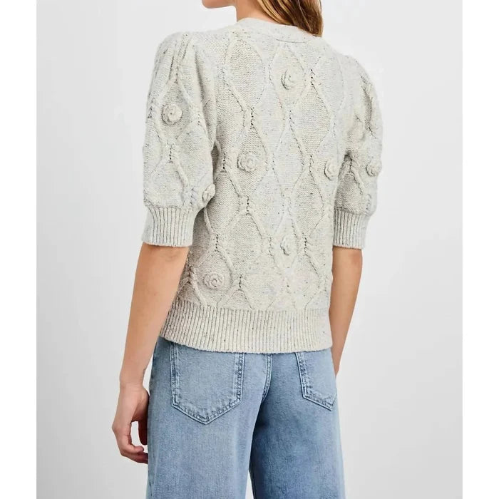 Rails Isla Crochet Daisies Cardigan in Grey