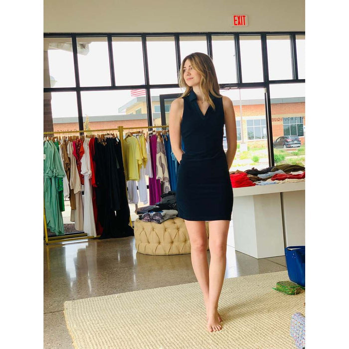Stateside Towel Terry Tennis Dress in Navy
