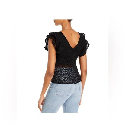 BB Dakota by Steve Madden Crochet Key Hole Sleeveless Top