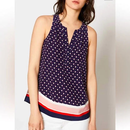 Joie Silk Nautical Geometric Flowy Xandry B Sleeveless Top/Blouse