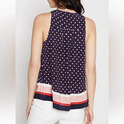Joie Silk Nautical Geometric Flowy Xandry B Sleeveless Top/Blouse