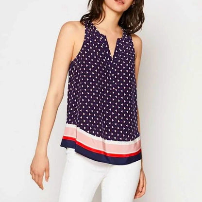 Joie Silk Nautical Geometric Flowy Xandry B Sleeveless Top/Blouse