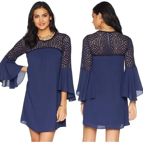 Lilly Pulitzer Amenna Bell Sleeve Dress in Navy