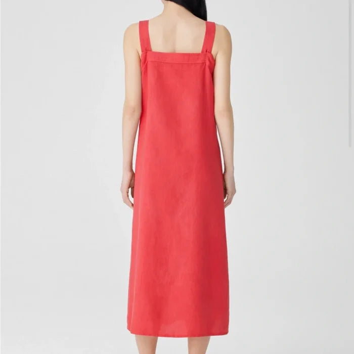 Eileen Fisher Garment-Dyed Organic Linen Square Neck Dress