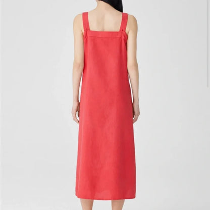 Eileen Fisher Garment-Dyed Organic Linen Square Neck Dress
