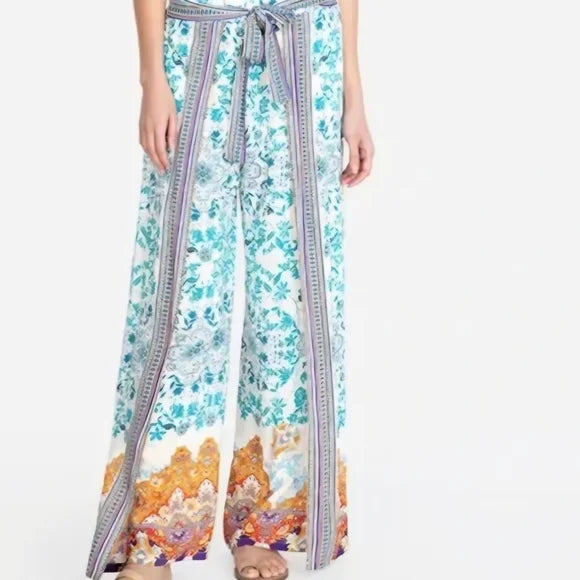 Johnny Was Ellyo Tie Waist Wide Leg Pants