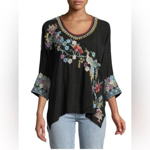 Johnny Was Merielle Top Embroidered Blouse
