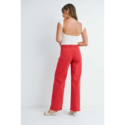 Just Black Denim The Relaxed Wide Leg Denim in Vintage Red