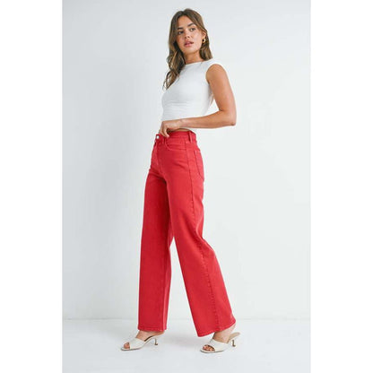 Just Black Denim The Relaxed Wide Leg Denim in Vintage Red