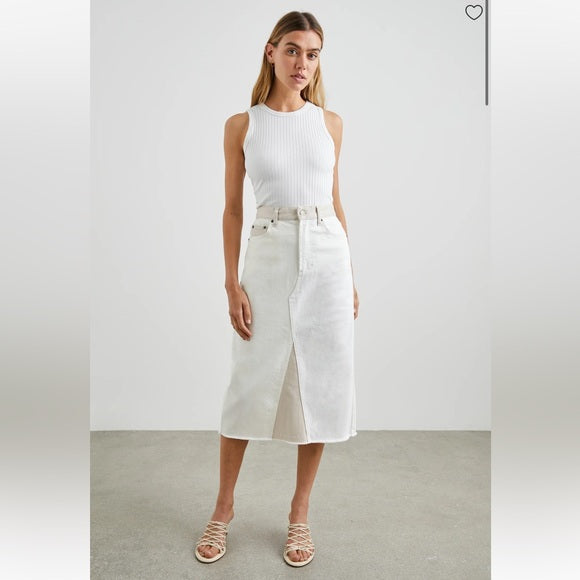Rails Highland Patchwork Ecru Denim Midi Skirt