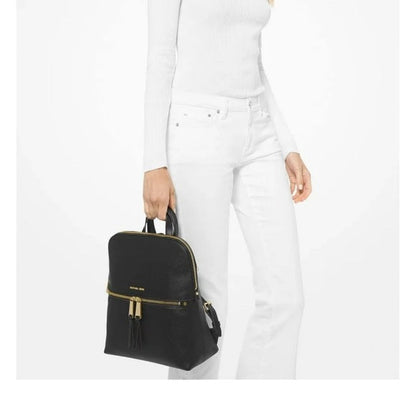 Michael Kors Rhea Pebbled Leather Zip Medium Slim Backpack