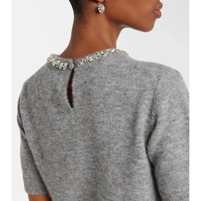 Velvet by Graham & Spencer Layton Embellished Alpaca and Wool-Blend Top