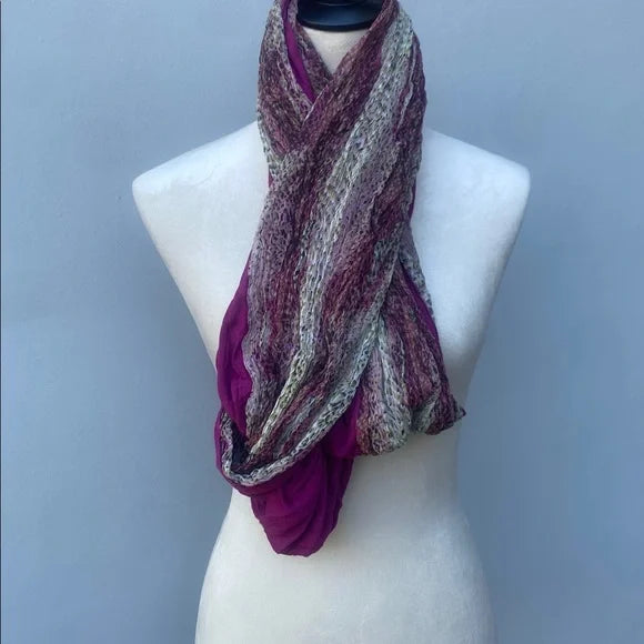 Chan Luu Purple and Cream Print Scarf