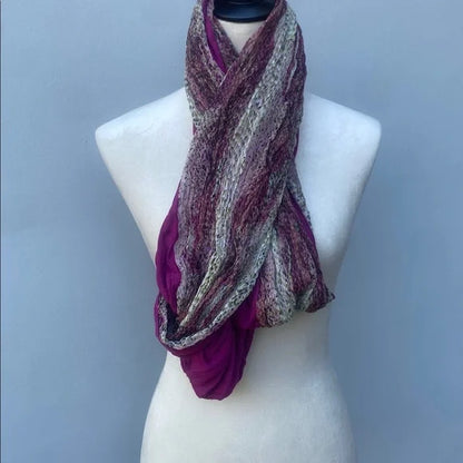 Chan Luu Purple and Cream Print Scarf