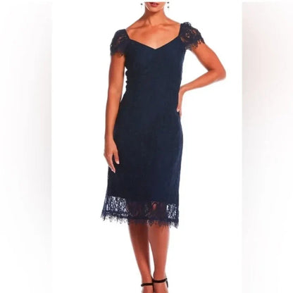 J. Peterman Apology-Free Lace Dress in Navy