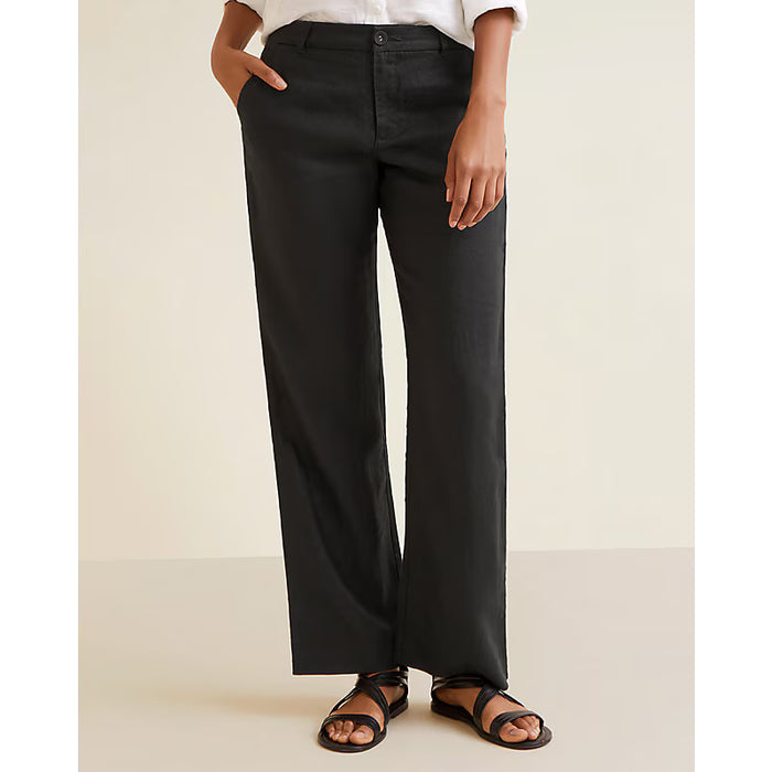 Garnet Hill Classic Linen Trouser in Black