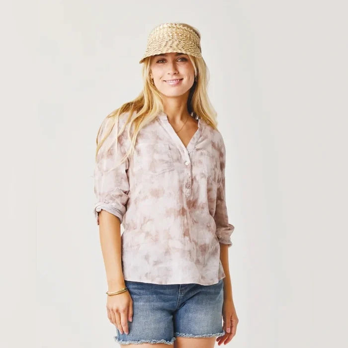 Carve Designs Dylan Gauze Shirt in Fawn Tie Dye