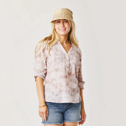Carve Designs Dylan Gauze Shirt in Fawn Tie Dye