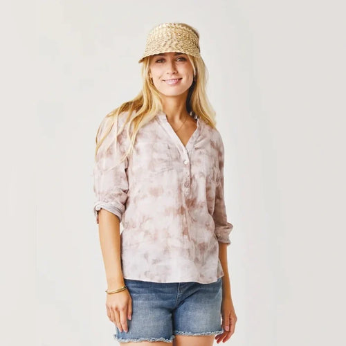 Carve Designs Dylan Gauze Shirt in Fawn Tie Dye
