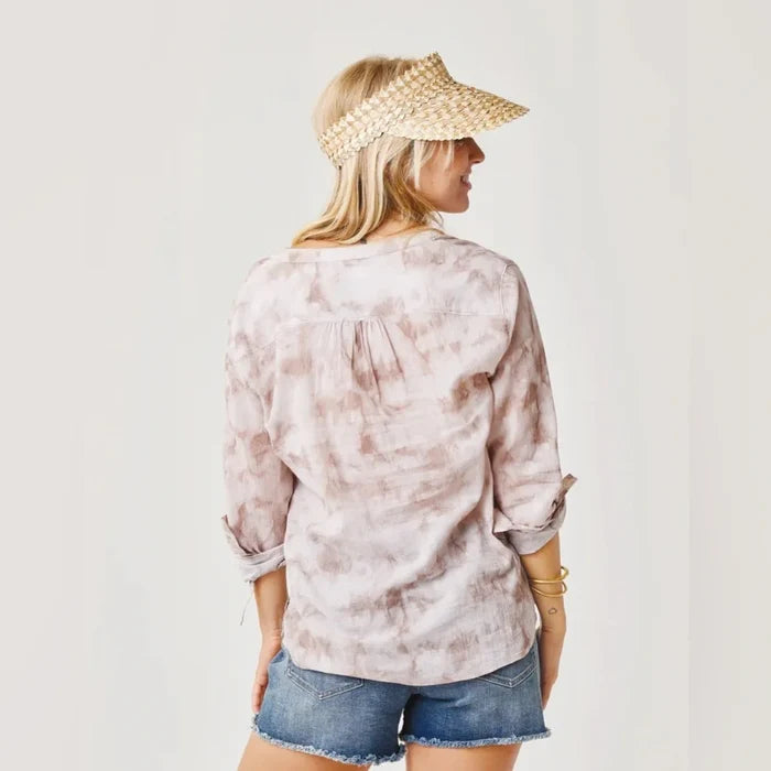 Carve Designs Dylan Gauze Shirt in Fawn Tie Dye