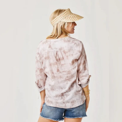 Carve Designs Dylan Gauze Shirt in Fawn Tie Dye