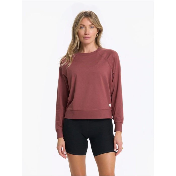 Vuori Long Sleeve Halo Crewneck Tee in Rosewood Heather