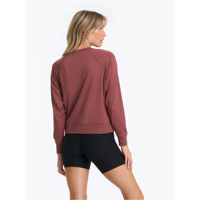 Vuori Long Sleeve Halo Crewneck Tee in Rosewood Heather