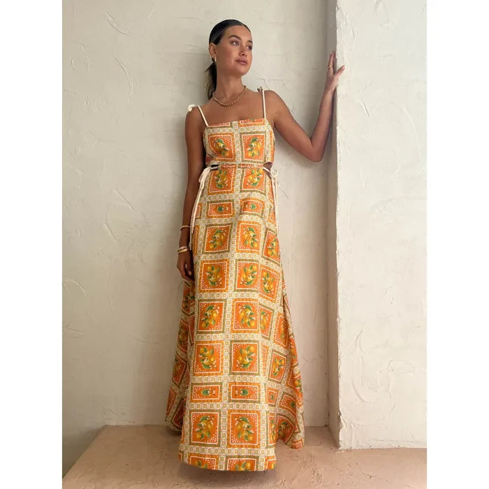 Boii Life Lemonade Tie Maxi in Orange Mosaic