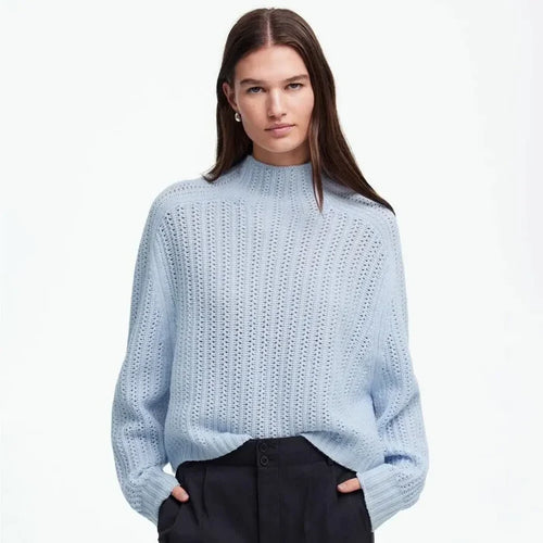Madewell Pointelle-Stitch Mockneck Sweater