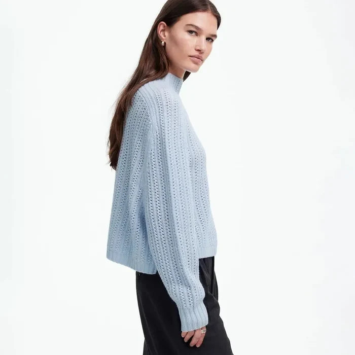 Madewell Pointelle-Stitch Mockneck Sweater