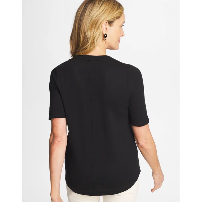 Chico's Cotton Slub V-Neck Tee in Black
