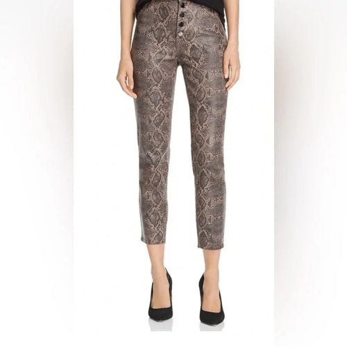 J Brand Lillie High Rise Crop Skinny Jeans in Coated Boa Snakeskin
