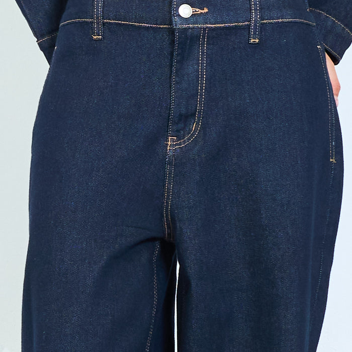 Contrast stitch dark wash jeans wholesale