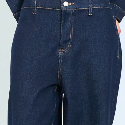 Contrast stitch dark wash jeans wholesale