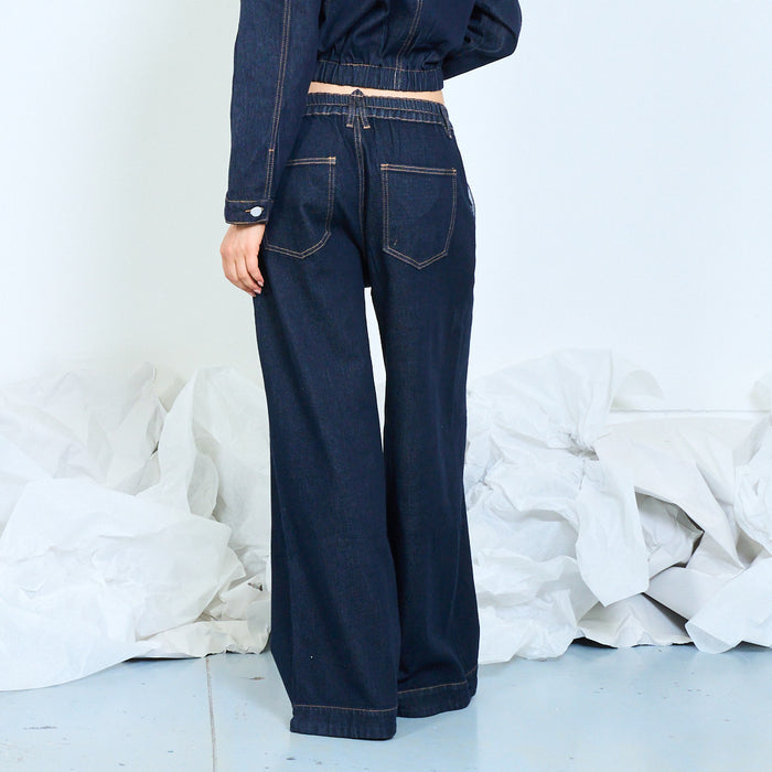 Contrast stitch dark wash jeans wholesale